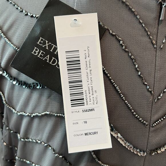 NEW J Kara Beaded Overlay Gown Formal  Women’s Dress 10‎ Cruise Cocktail Wedding - Picture 10 of 16